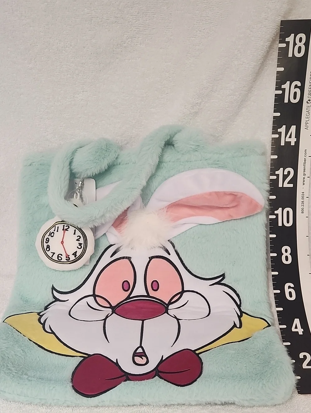 Disney Mint Alice In Wonderland White Rabbit Plush Kids Tote Bag